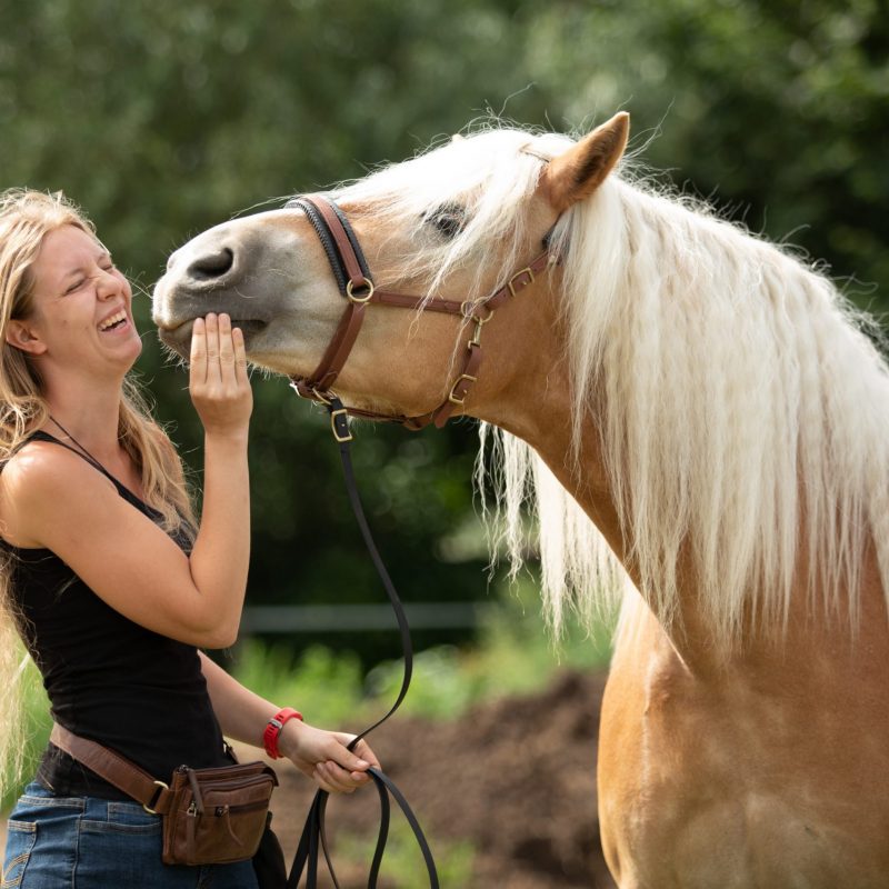 Jasmin Kleinblotekamp mit ihrem Pferd - Osteopathie und Physiotherapie rund um Niederrhein und Ruhrgebiet.